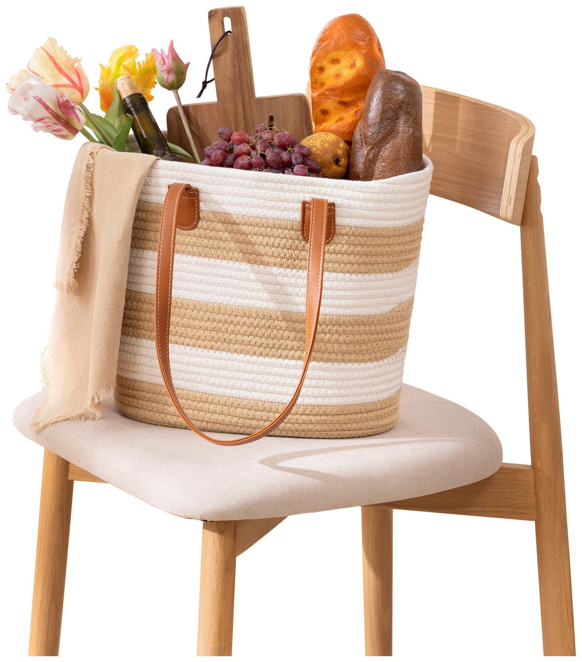 STRANDTASCHE MELITTA - Gelb/Weiß, KONVENTIONELL, Kunststoff/Textil (47/30cm) - Luca Bessoni