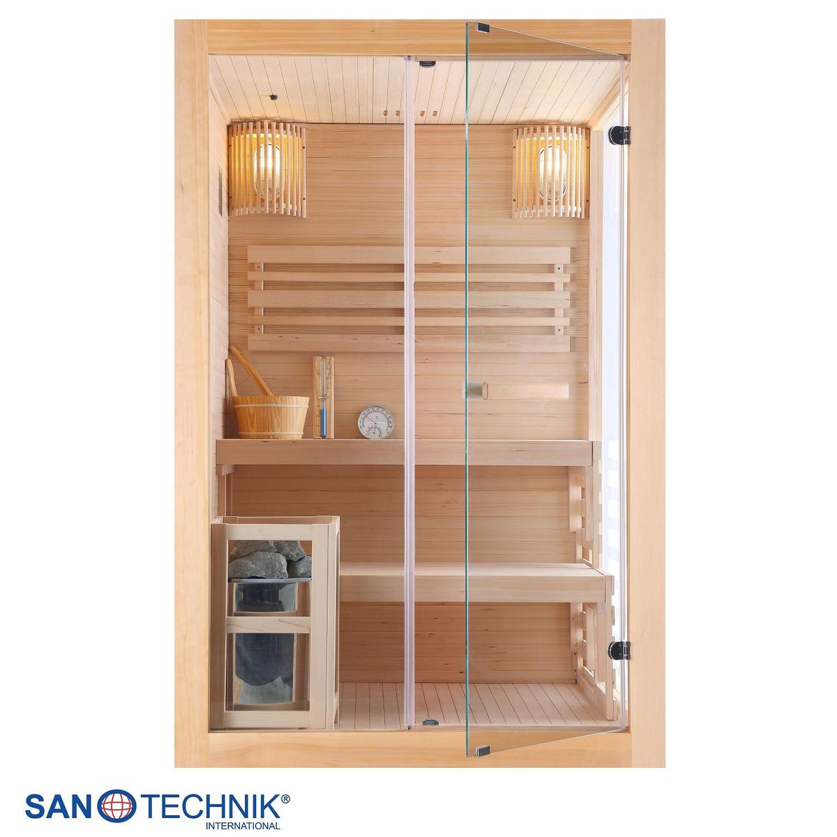 Finnische Panoramasauna BHT: 130x120x200 cm - Naturfarben, Basics, Glas/Holz (130/120/200cm) - Sanotechnik