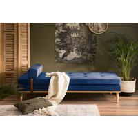 Chaiselongue Daybed Samt Blau B: 180 Cm - Blau/Naturfarben, MODERN, Textil (180/42/75cm) - Livetastic