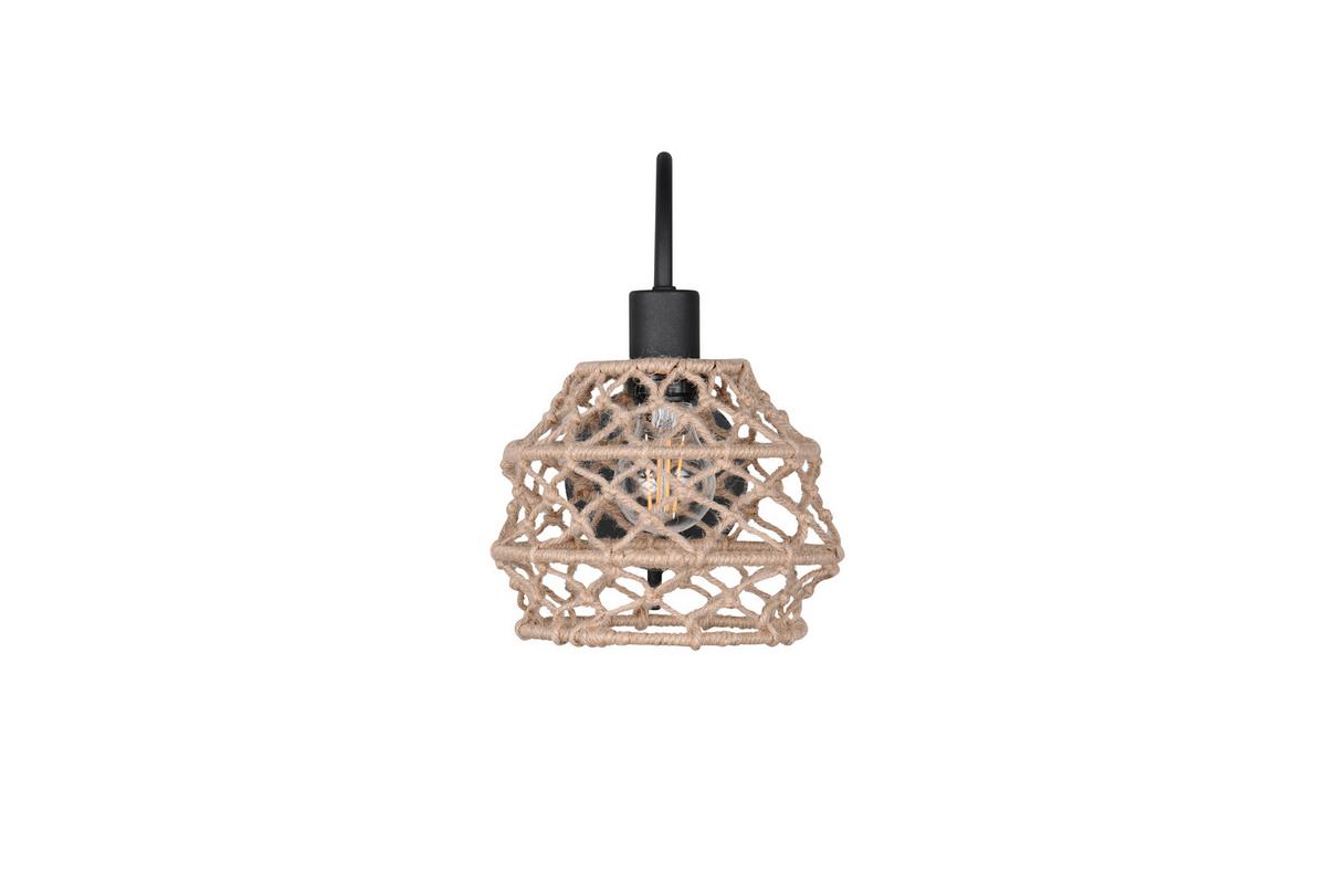 Wandleuchte Hive Naturfarben Schwarz L: 30,5 cm - Schwarz/Naturfarben, Natur, Textil/Metall (30,5/32/20cm)