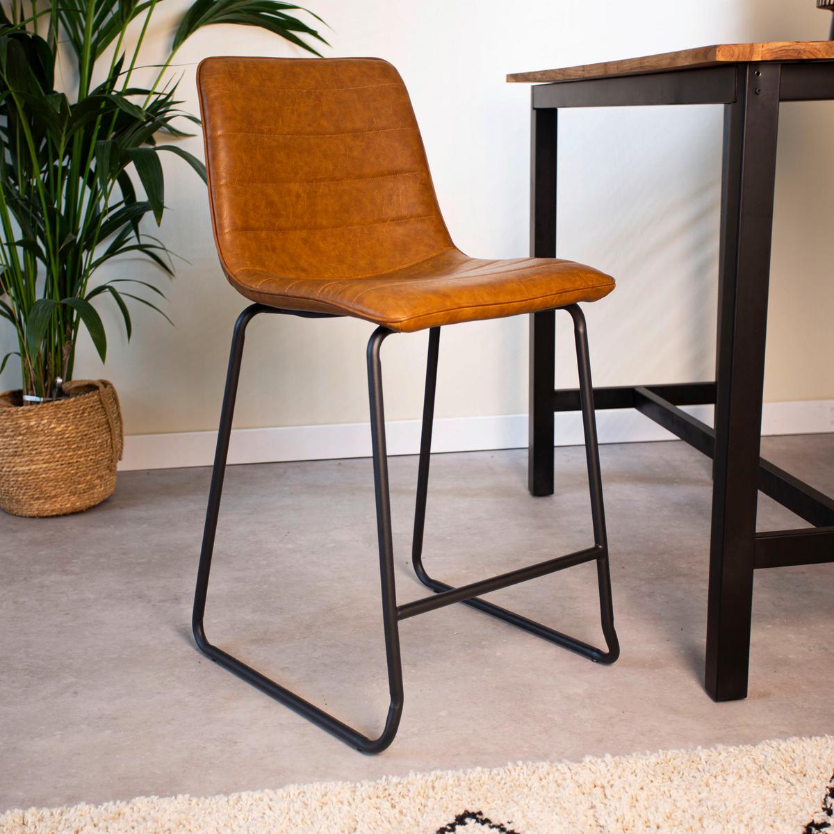 Barhocker-set Milan - Cognac/Schwarz, KONVENTIONELL, Kunststoff/Textil (49/98/54,5cm) - MID.YOU