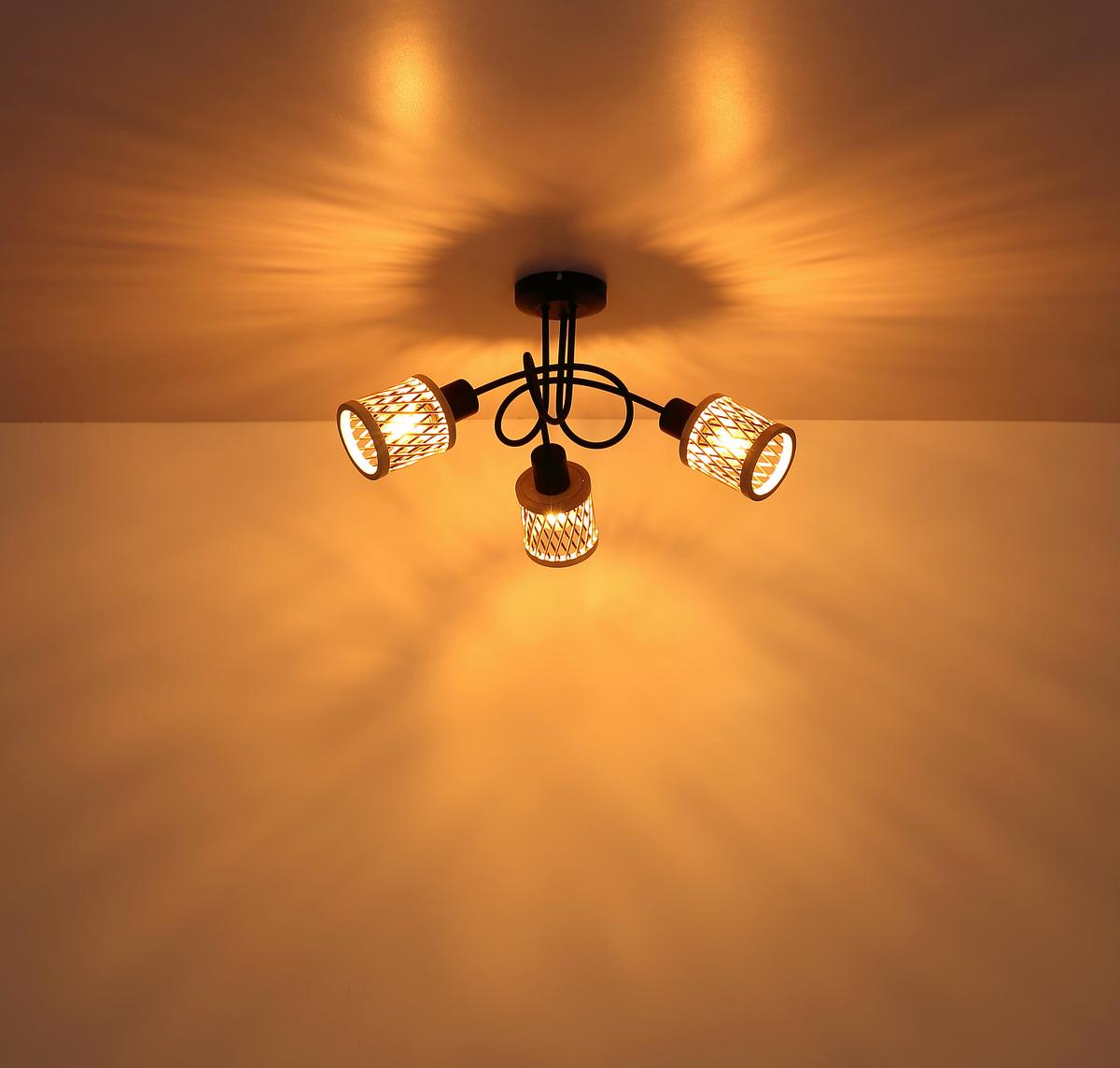 Deckenleuchte Exkl. 3xe14, 10w - Schwarz/Grau, Design, Glas/Metall (40/26cm) - Globo