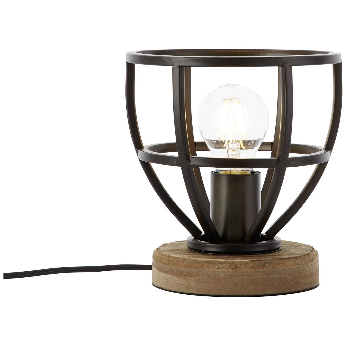 Tischlampe Matrix Wood Schwarz/Naturfarben - Schwarz, Design, Holz/Metall (18/19,5cm) - Brilliant