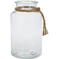 Vase Margot gerade Kalk-Soda-Glas H: 23 cm - Klar/Naturfarben, MODERN, Glas/Textil (12,5/23cm) - Luca Bessoni