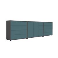 Sideboard Mailand Anthrazit/petrol B: 263,5cm - Anthrazit/Petrol, MODERN, Holzwerkstoff (263,5/73/33cm) - MID.YOU