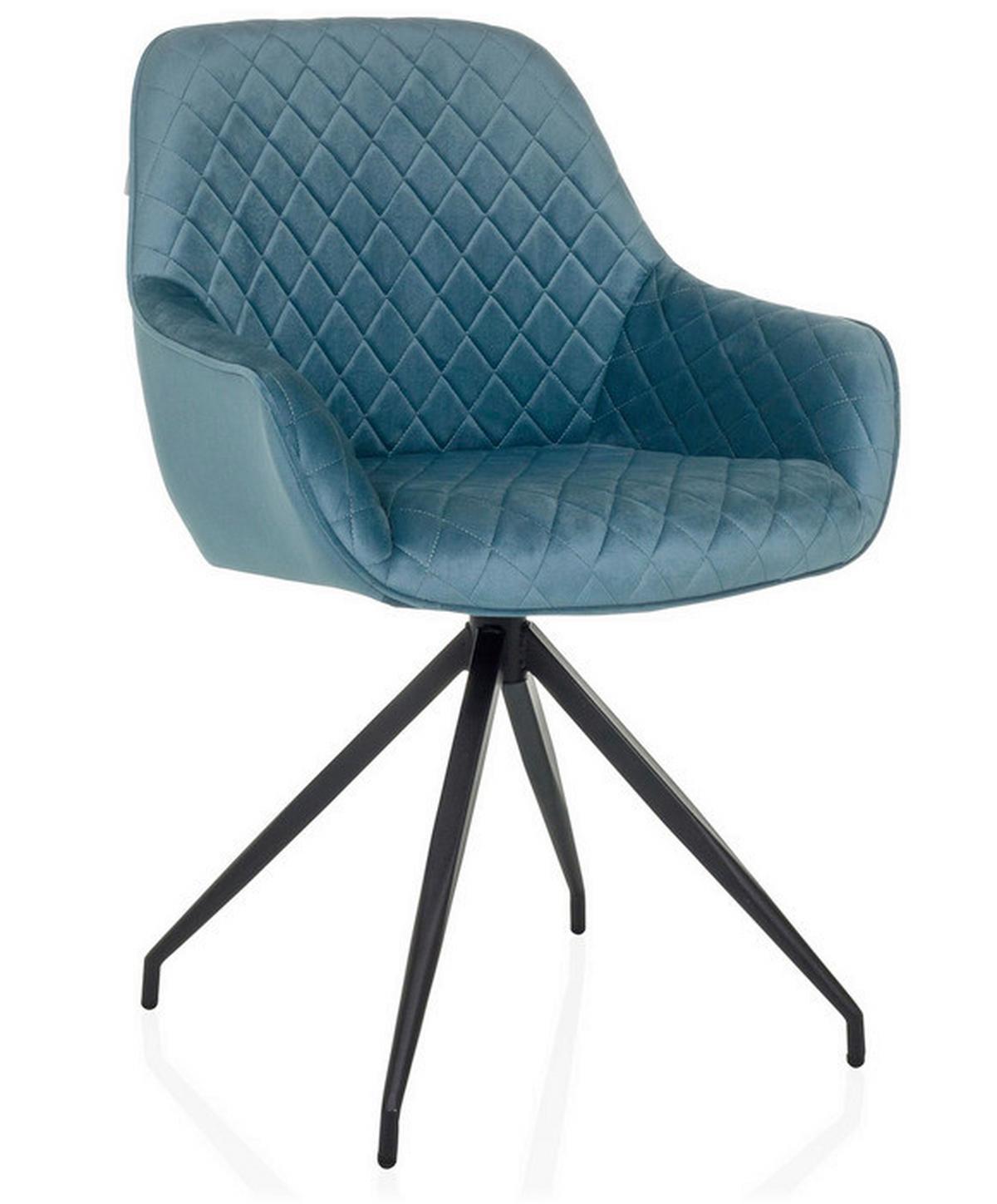 Armlehnstuhl Elverum Blaugrau B: 58 Cm - Blaugrau/Schwarz, MODERN, Textil/Metall (58/87/57cm) - MID.YOU