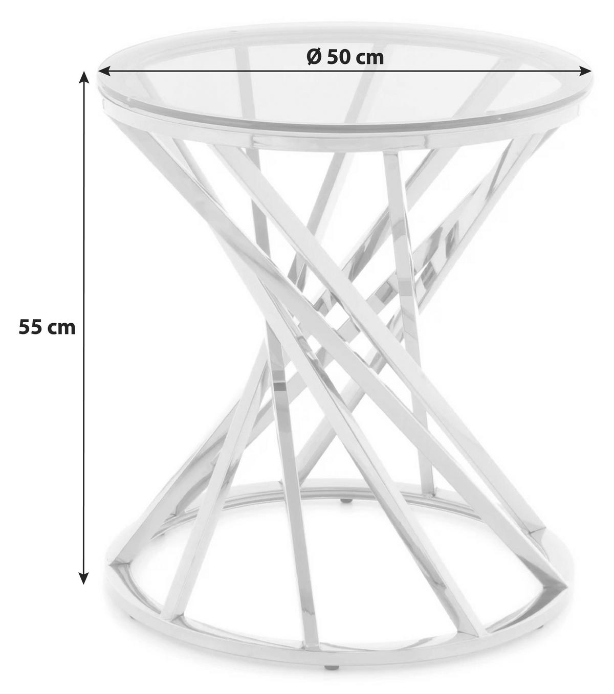 Beistelltisch mit Glasplatte Klar/Goldfarben - Klar/Goldfarben, Trend, Glas/Metall (50/55/50cm) - Kayoom