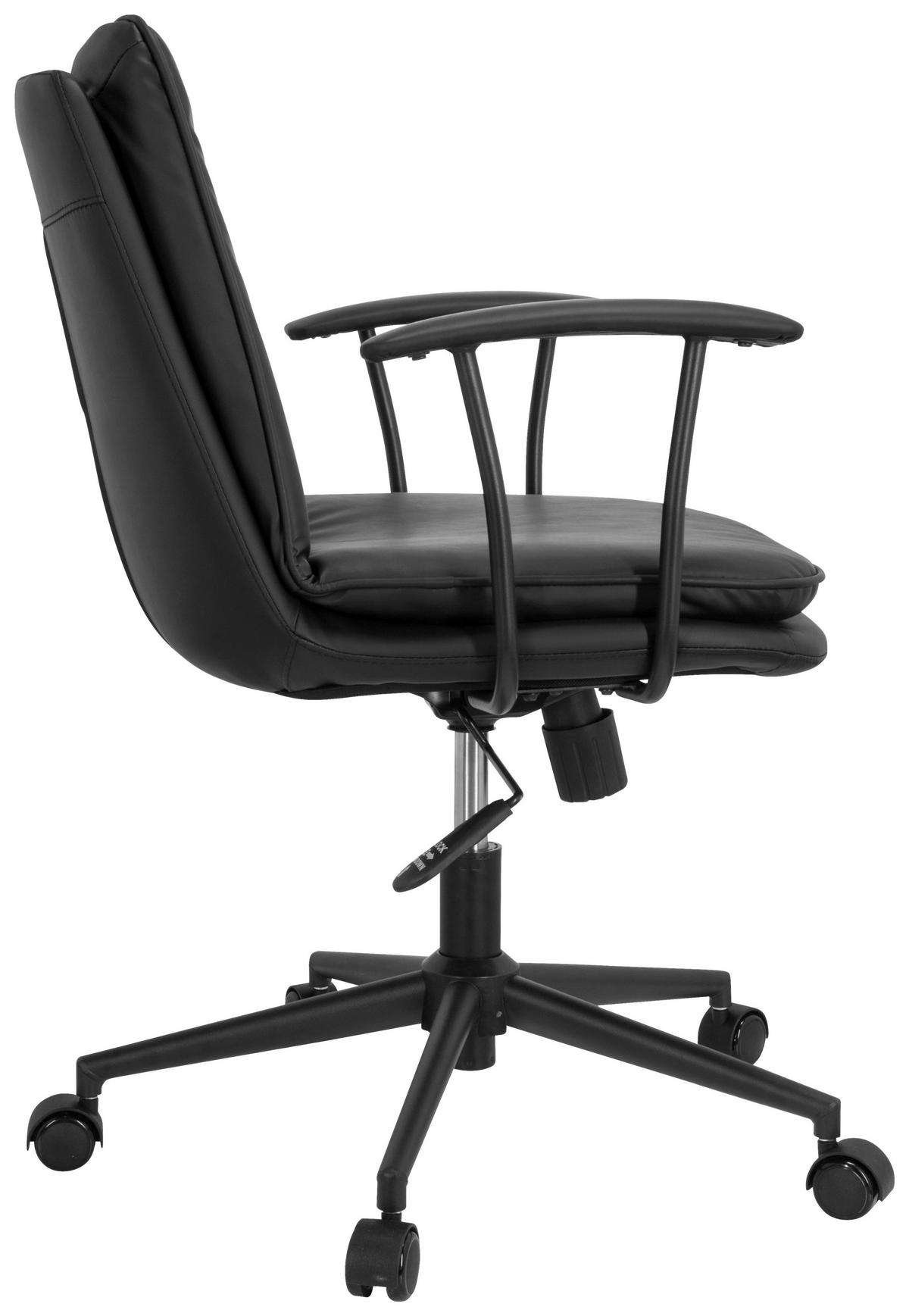 Bürostuhl Smallo Schwarz Lederlook Bis 80 Kg - Schwarz, Basics, Kunststoff/Textil (59/84/59cm) - MID.YOU