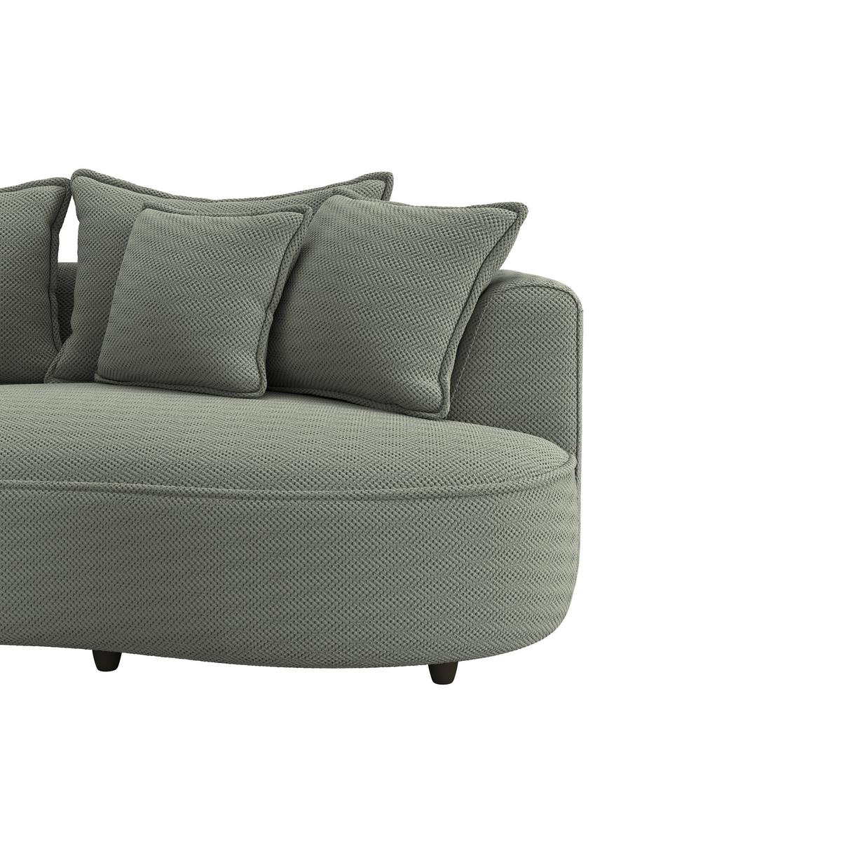 Rohová sedačka LEVI, levá, zelená, se 7 polštáři - černá/zelená, Moderní, textil/plast (168/287cm)