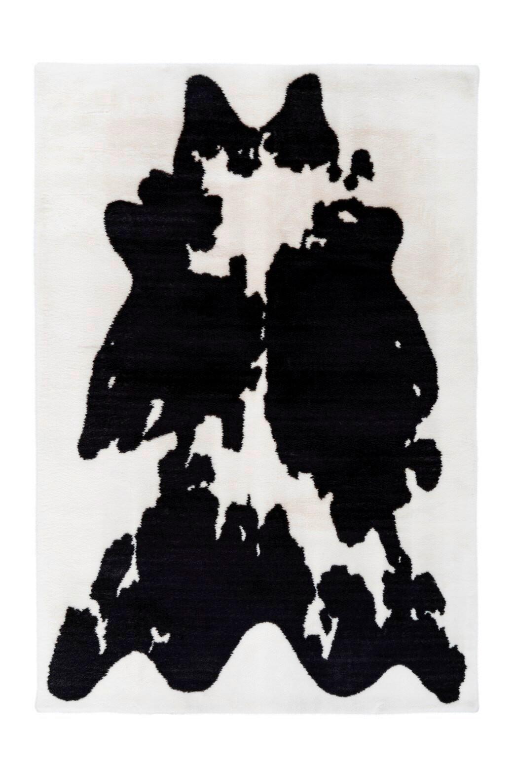 Hochflorteppich Rabbit Animal Schwarz/Weiß, 160x230 cm - Schwarz/Weiß, KONVENTIONELL, Textil (160/230cm) - Kayoom