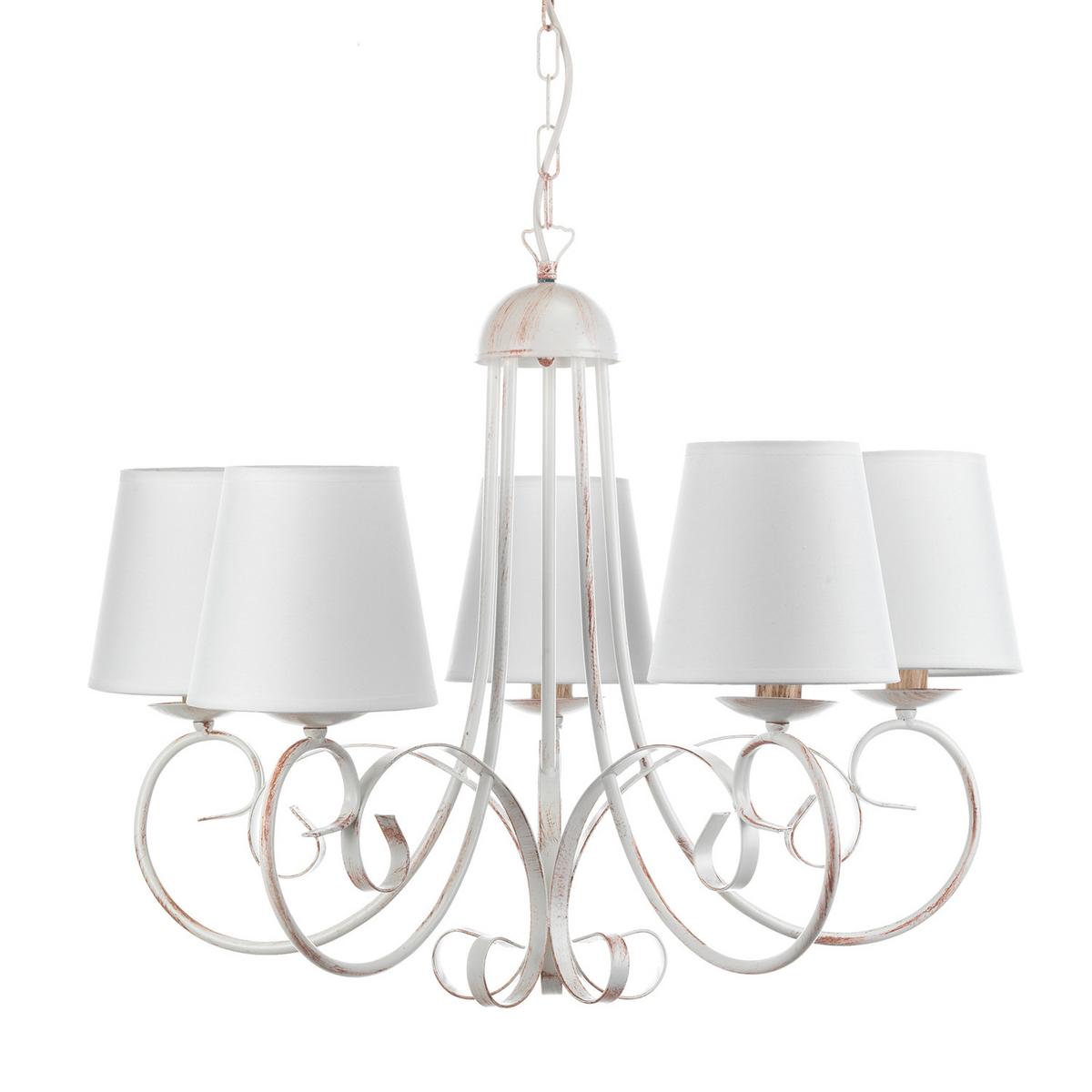 Kronleuchter 4885/5p - Weiß, KONVENTIONELL, Textil/Metall (70/115cm)