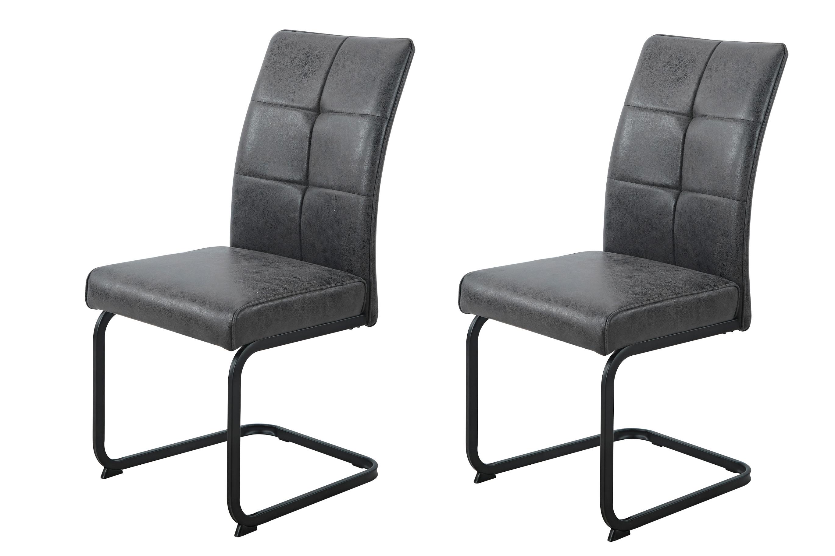 SCHWINGSTUHL-SET MALTA I S 4ER-SET - Anthrazit/Schwarz, MODERN, Textil/Metall (46/97/61cm) - P & B