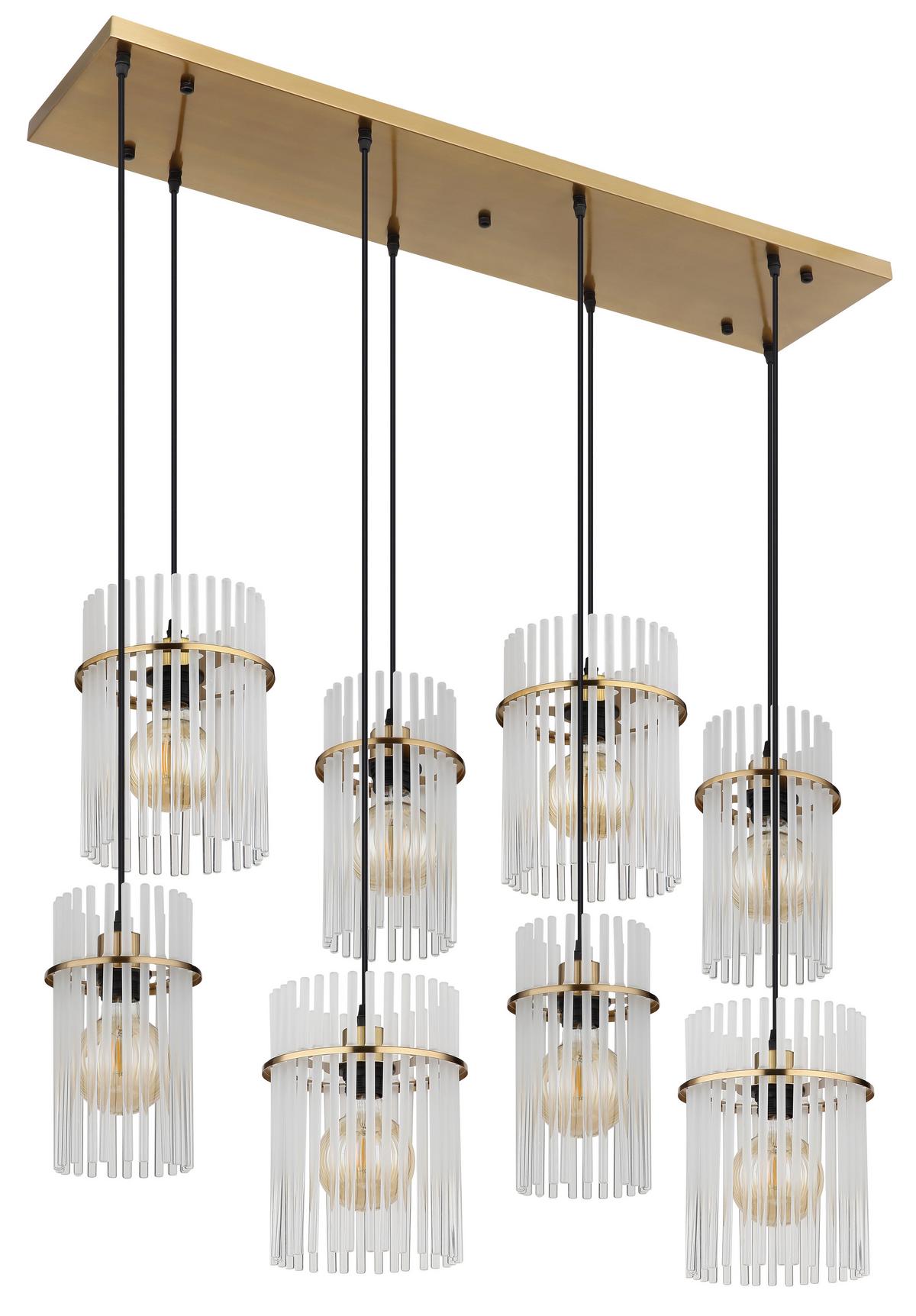Hängeleuchte Gorley 230V, ca. 110x38x125 cm - Klar/Goldfarben, Trend, Glas/Kunststoff (110/38/125cm) - Globo