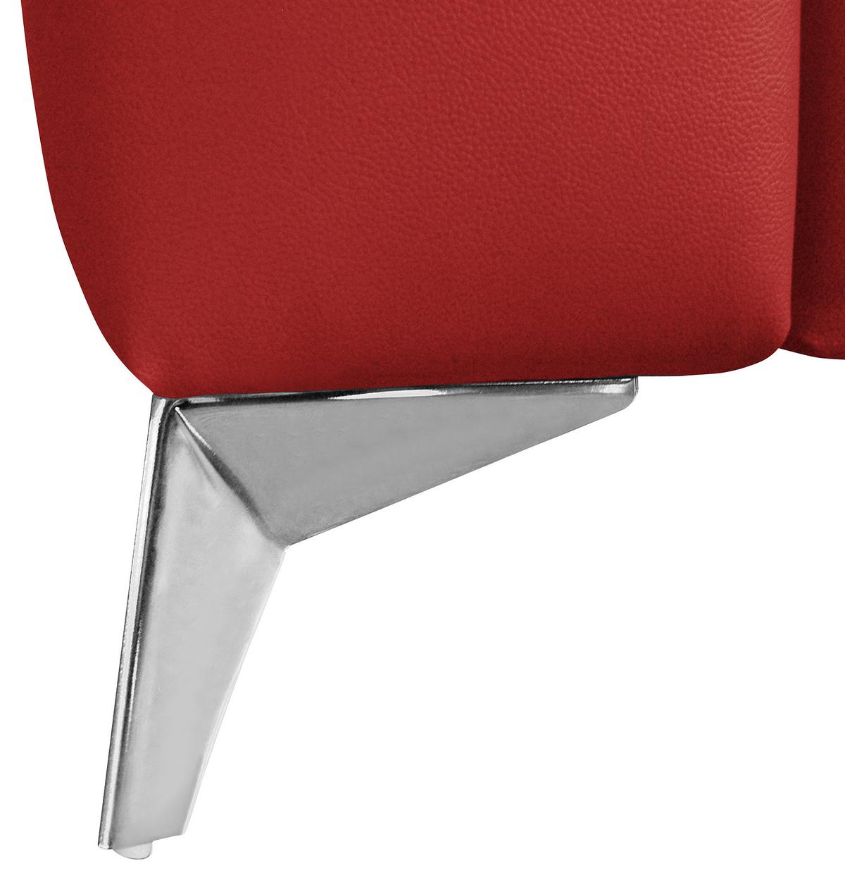 Ecksofa Mondo, Rot S: 286x208 Cm - Chromfarben/Rot, Design, Leder/Textil (286/208cm) - Livetastic