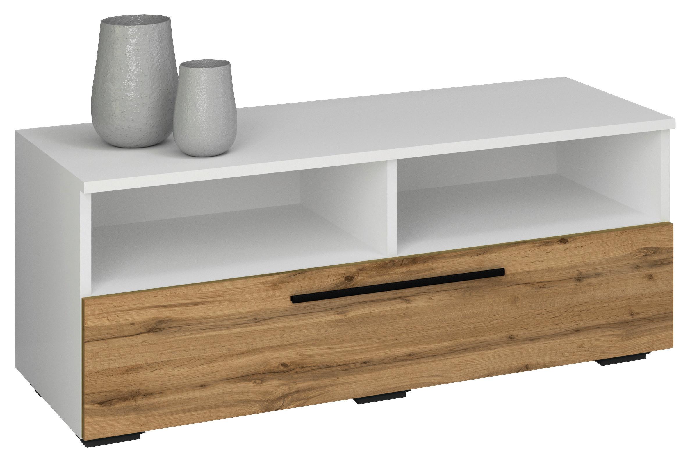 Tv-lowboard Arila B: 95 Cm Weiß/honigeiche Dekor