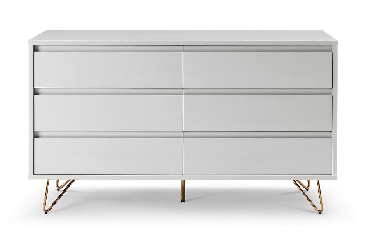 Kommode Weiß B: 120cm - Messingfarben/Weiß, Design, Holzwerkstoff (120/70/40cm) - Livetastic