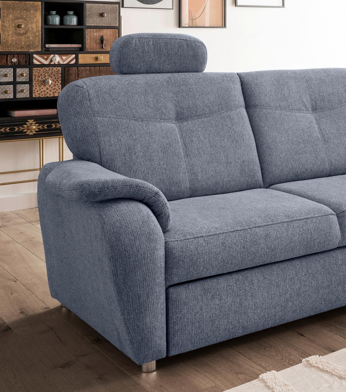 Eckschlafsofa Rosali, Hellblau S: 264x180 Cm - Chromfarben/Hellblau, MODERN, Textil (264/180cm) - Livetastic