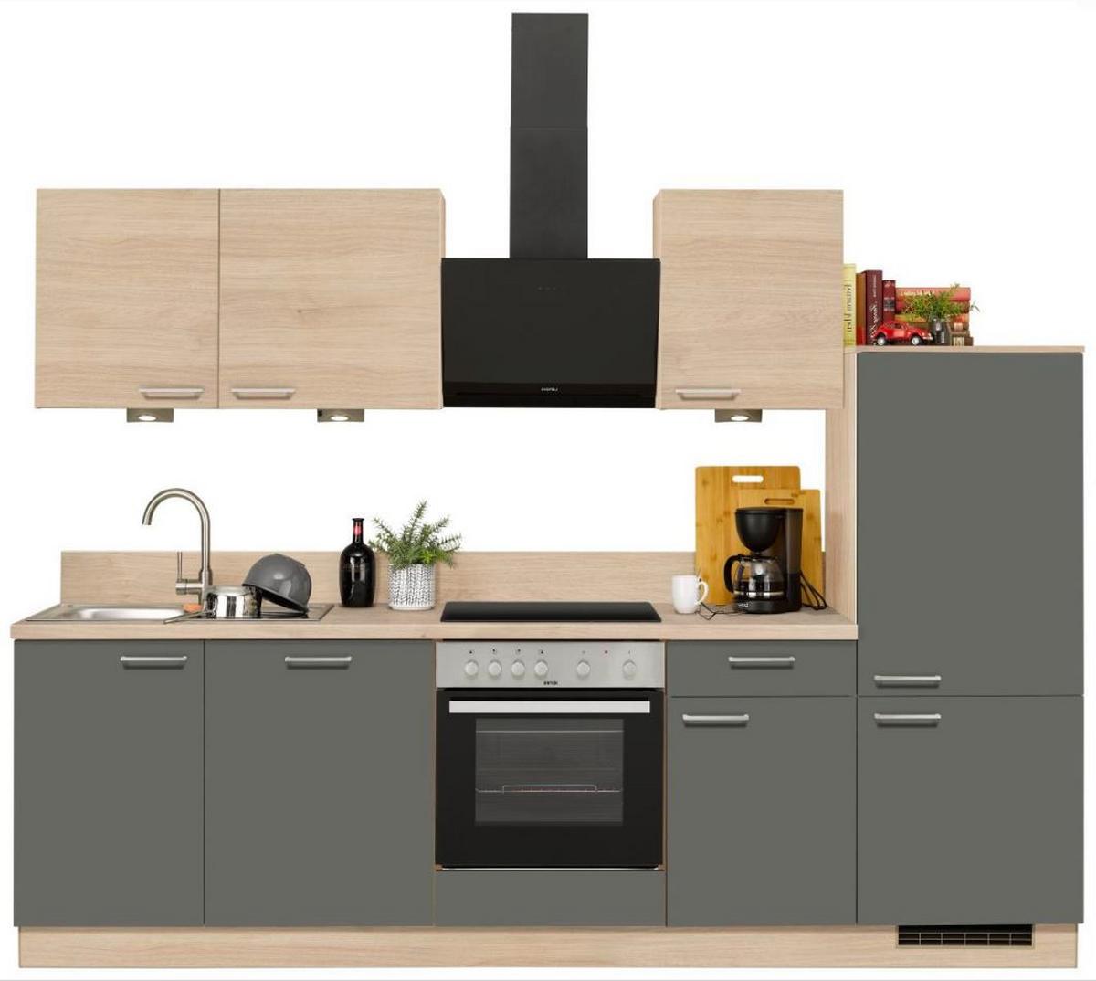 Küchenzeile Win/Plan Mit Geräten 280 cm Anthrazit/Eiche - Wildeiche/Anthrazit, Basics, Holzwerkstoff (280cm) - Express