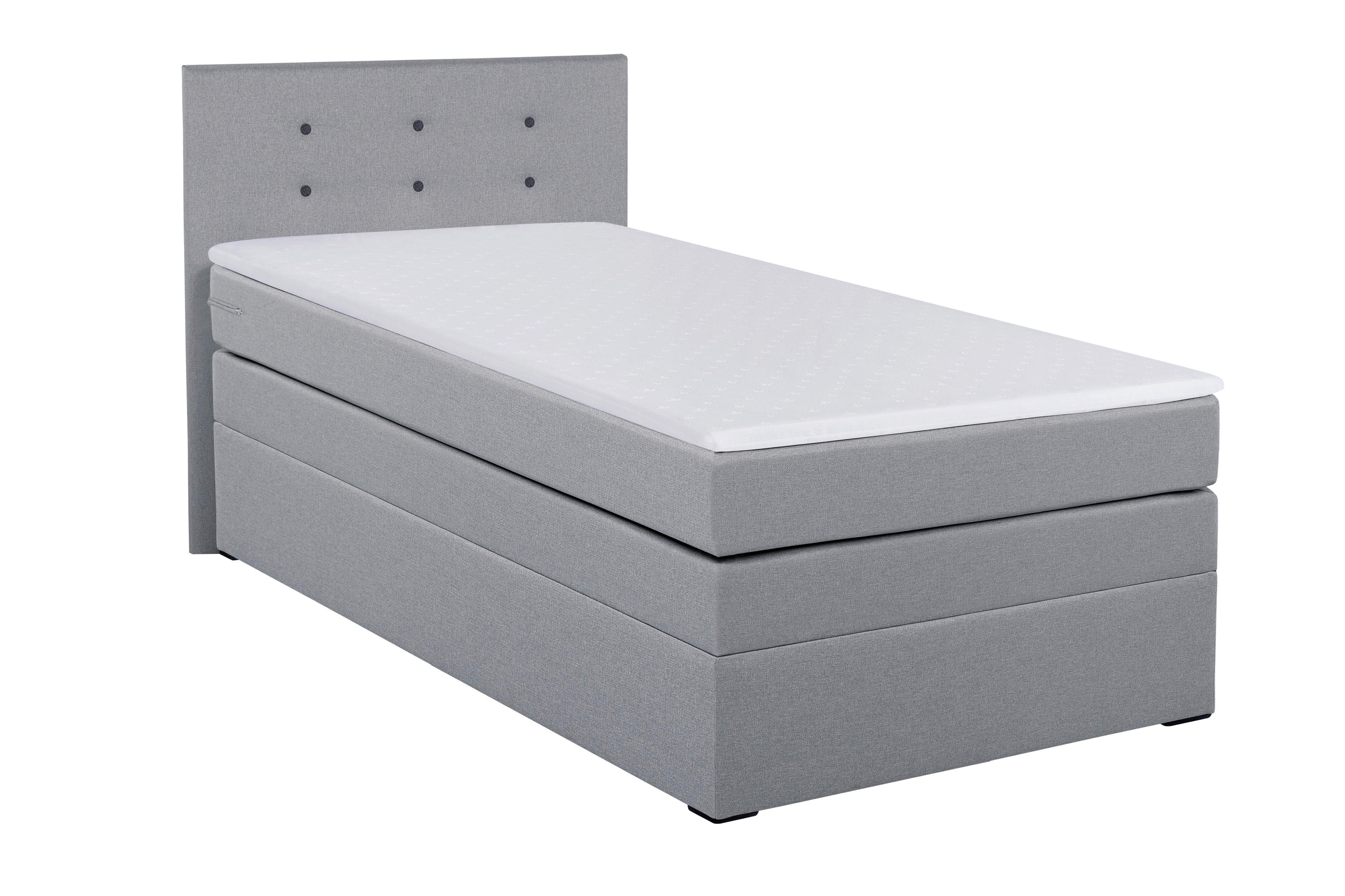 Boxspringbett mit Bettkasten Siam Twist 90x200 cm Grau - Silberfarben/Schwarz, Basics, Holzwerkstoff/Textil (90/200cm)