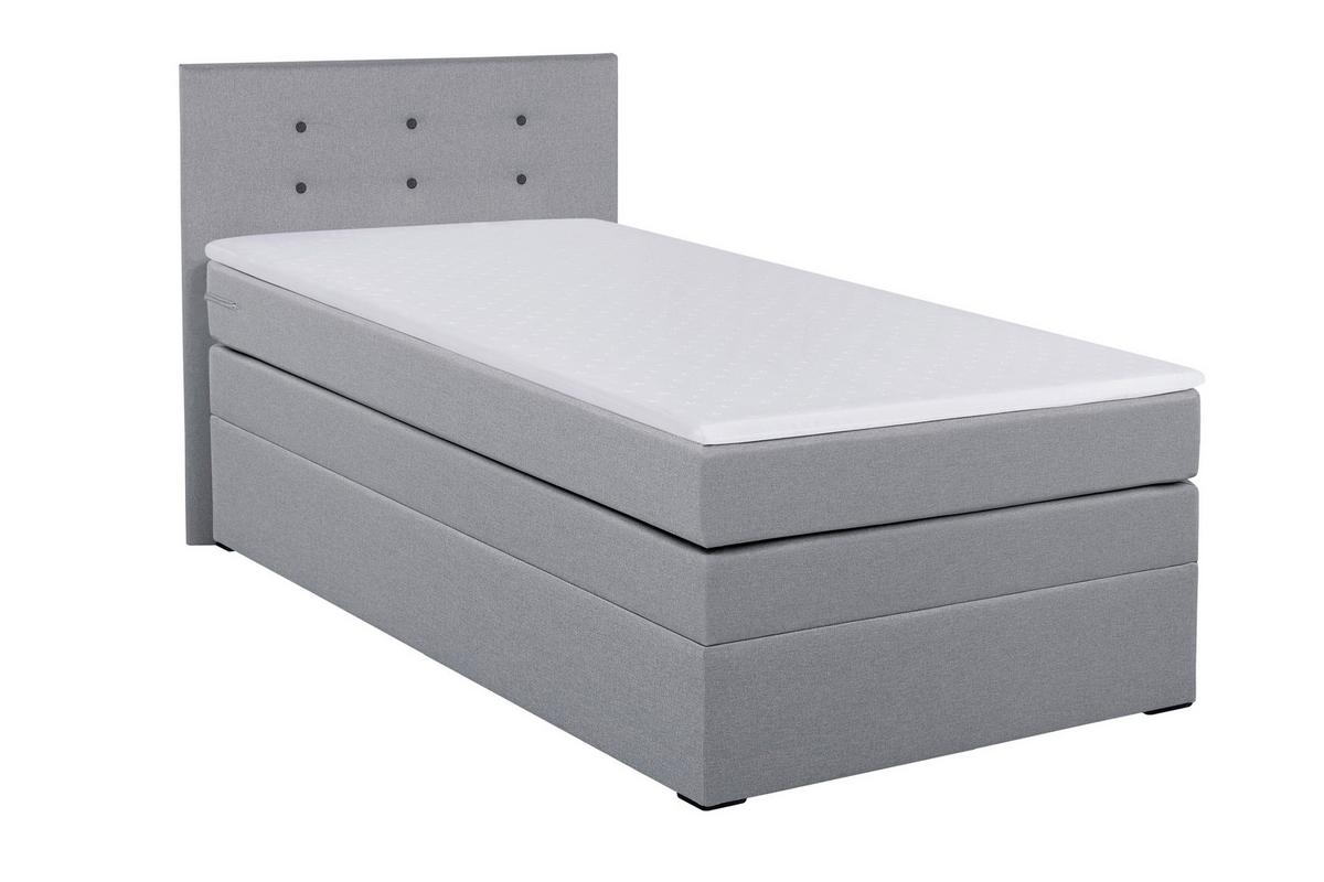 Boxspring postel 90x200cm,  sivá - šedá/barvy stříbra, Basics, kompozitní dřevo/textil (90/200cm)