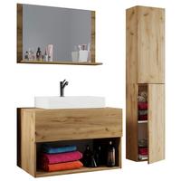 Badmöbel-set 4-tlg. Lendas 80 Cm Eiche Dekor - Honigeiche/Weiß, MODERN, Keramik/Holzwerkstoff (113/64,2/51,4cm) - MID.YOU