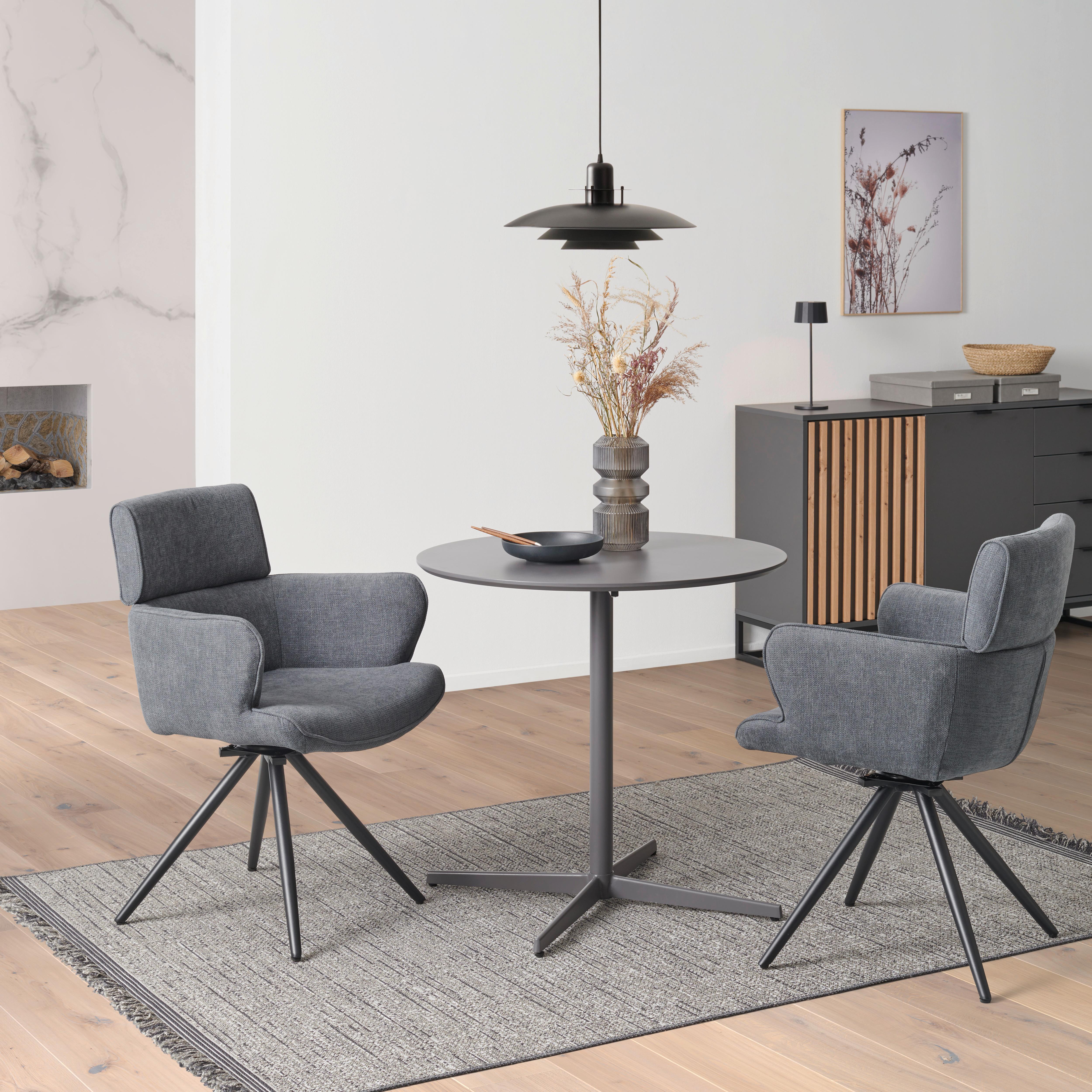 Esstisch Mahir Mdf Grau, B: 80 cm - Grau, KONVENTIONELL, Holzwerkstoff/Metall (80/76/80cm) - P & B