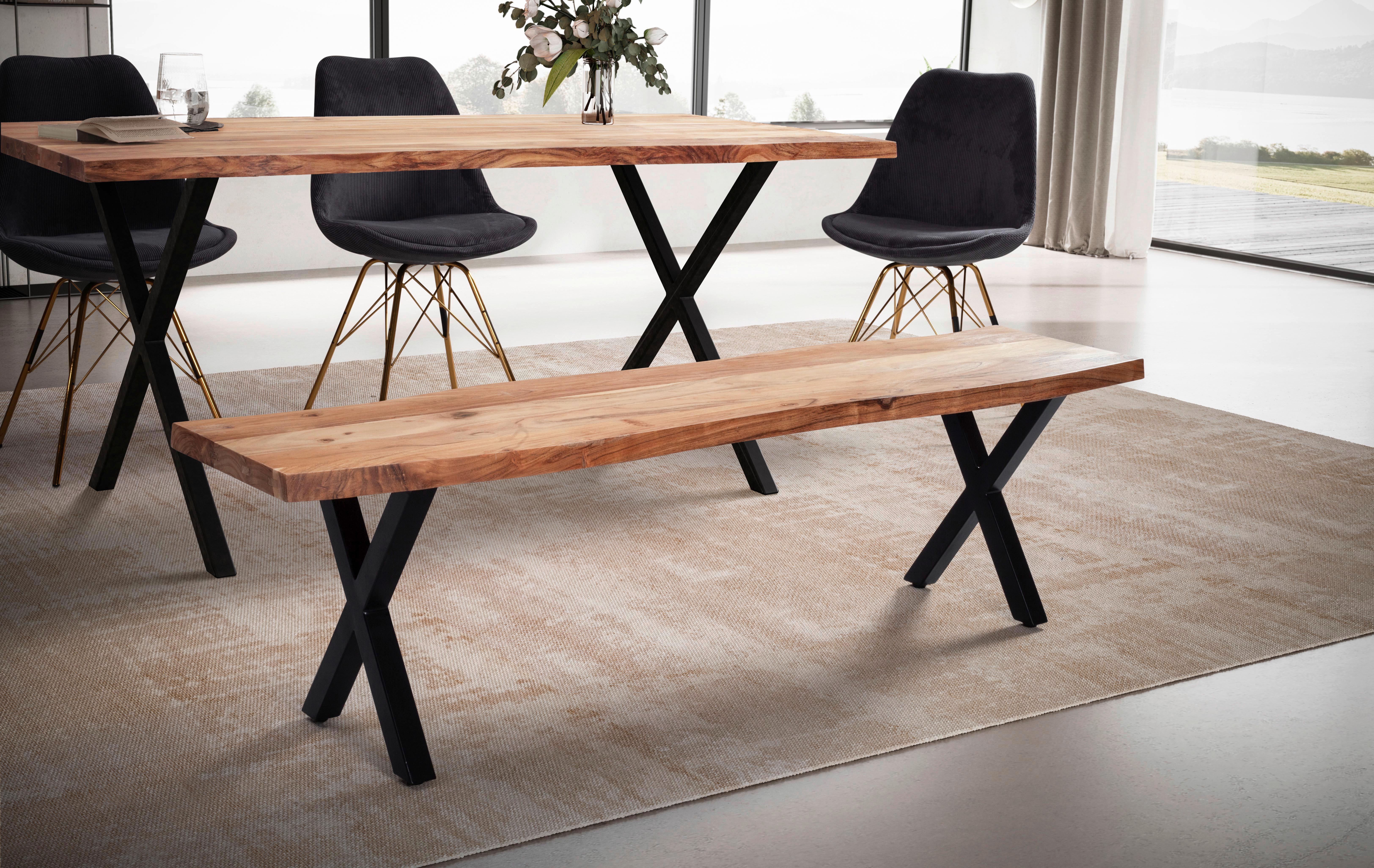 Sitzbank Wl7.298 - Schwarz/Akaziefarben, MODERN, Holz (140/45,5/40cm) - MID.YOU