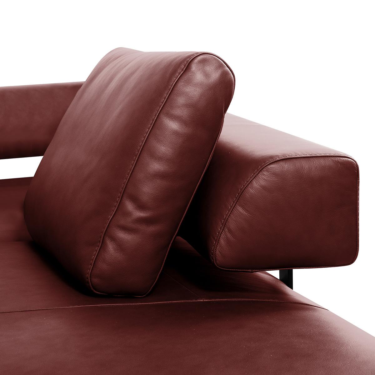 Ecksofa Como Echtleder Rot 306x237 - Rot/Schwarz, Design, Leder (306/237cm) - Livetastic