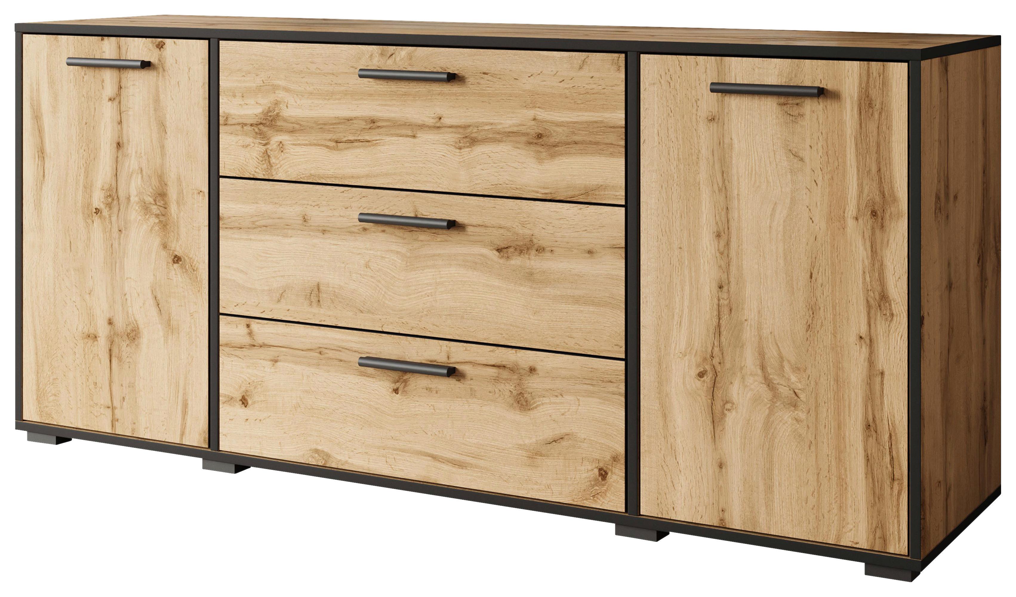 Sideboard Bogota XL Eiche Wotan Dekor - Eiche Wotan/Schwarz, Basics, Holzwerkstoff (150/68/40cm) - MID.YOU