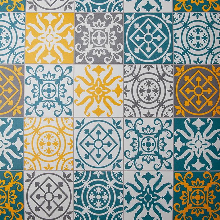 Klebefolie Fließenmuster Kf Cement Tiles 45x200 Cm - Blau/Gelb, Basics (45/200cm)
