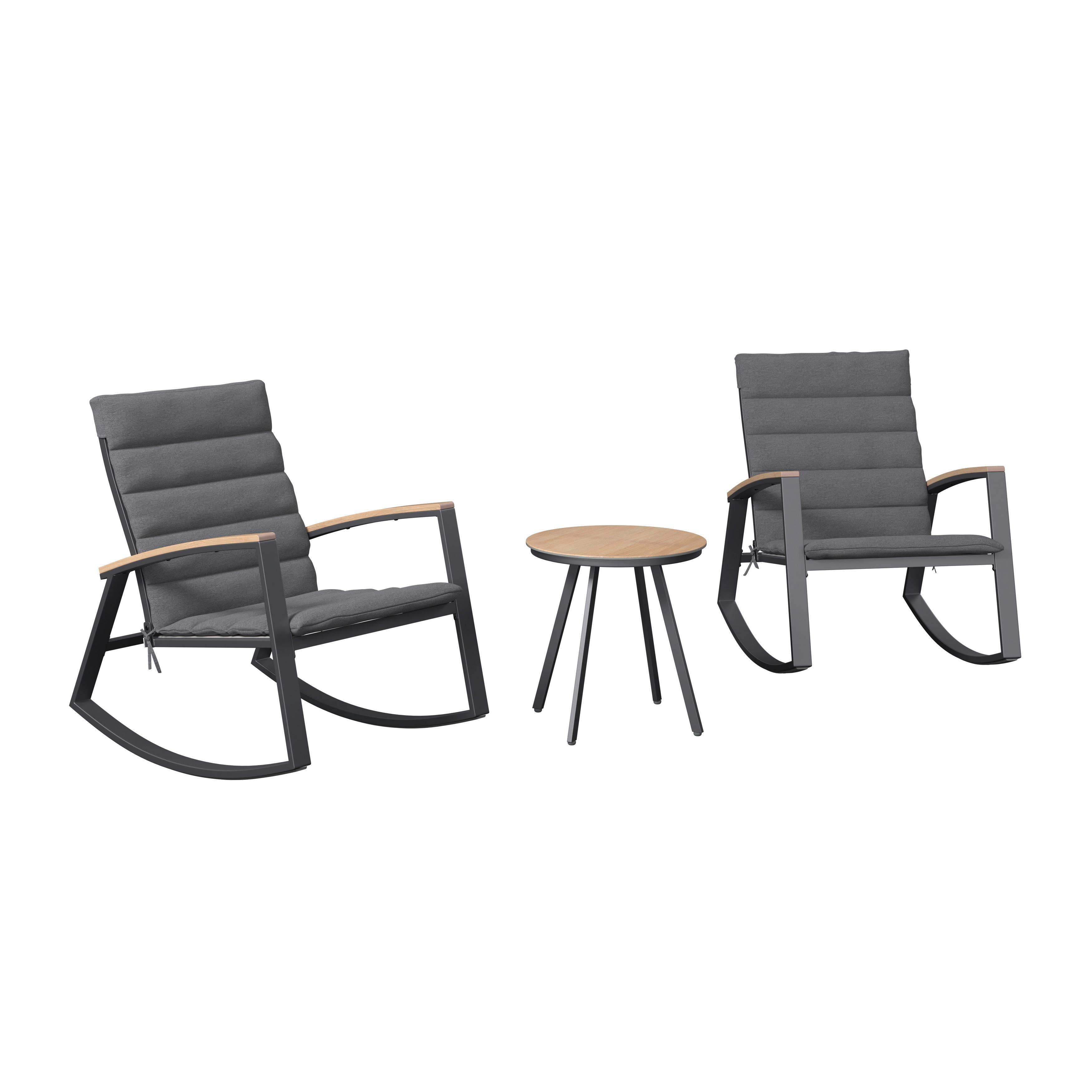 SADA NA BALKON RELAX - šedá/tmavě šedá, Basics, kov/dřevo