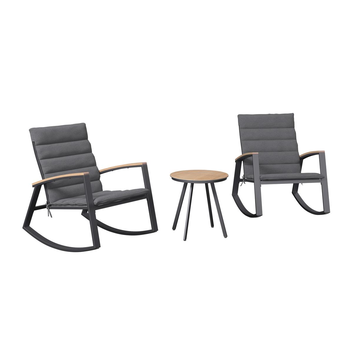 SADA NA BALKON RELAX - šedá/tmavě šedá, Basics, kov/dřevo