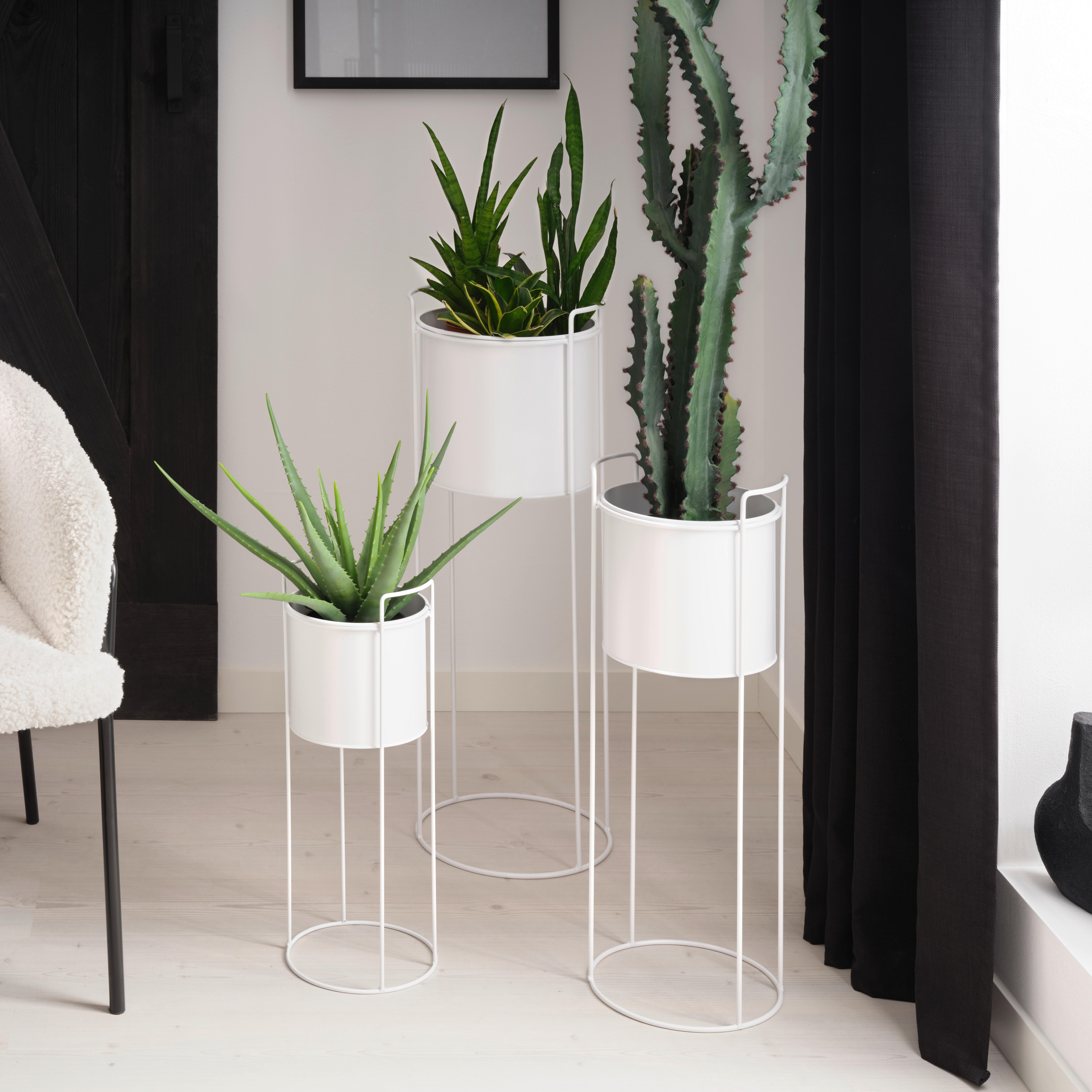 Obal Na Květináč Trelleborg, V: 50cm - bílá, Basics, kov (19/50cm) - Modern Living