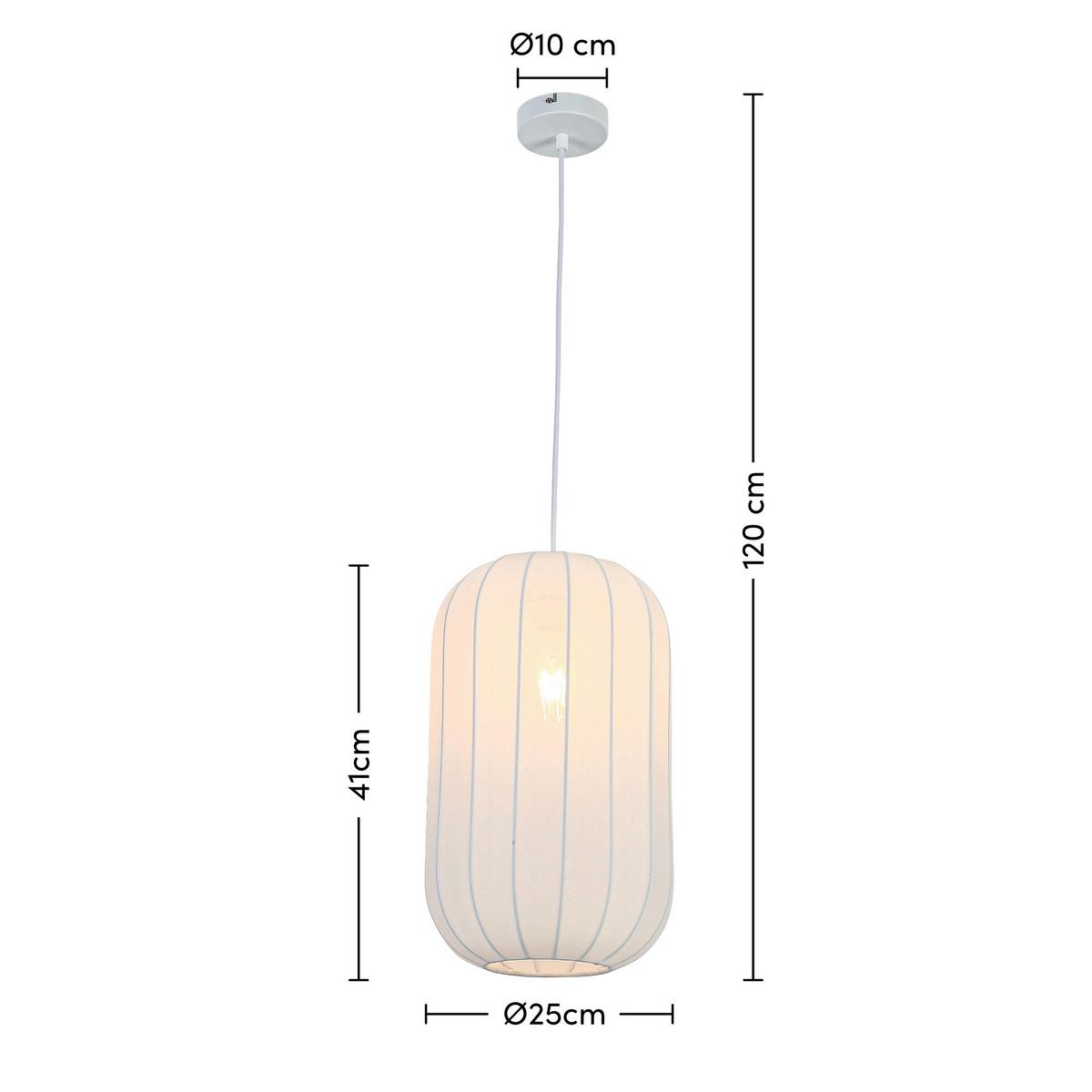 ZÁVESNÉ SVIETIDLO STOIU - biela, Modern, kov/textil (25/120cm) - Mömax