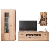 Wohnkombination Modern 3 -teilig. Mit Led Vancouver, Eiche Dekor - Eichefarben, MODERN, Glas/Holzwerkstoff (284/198/44cm)