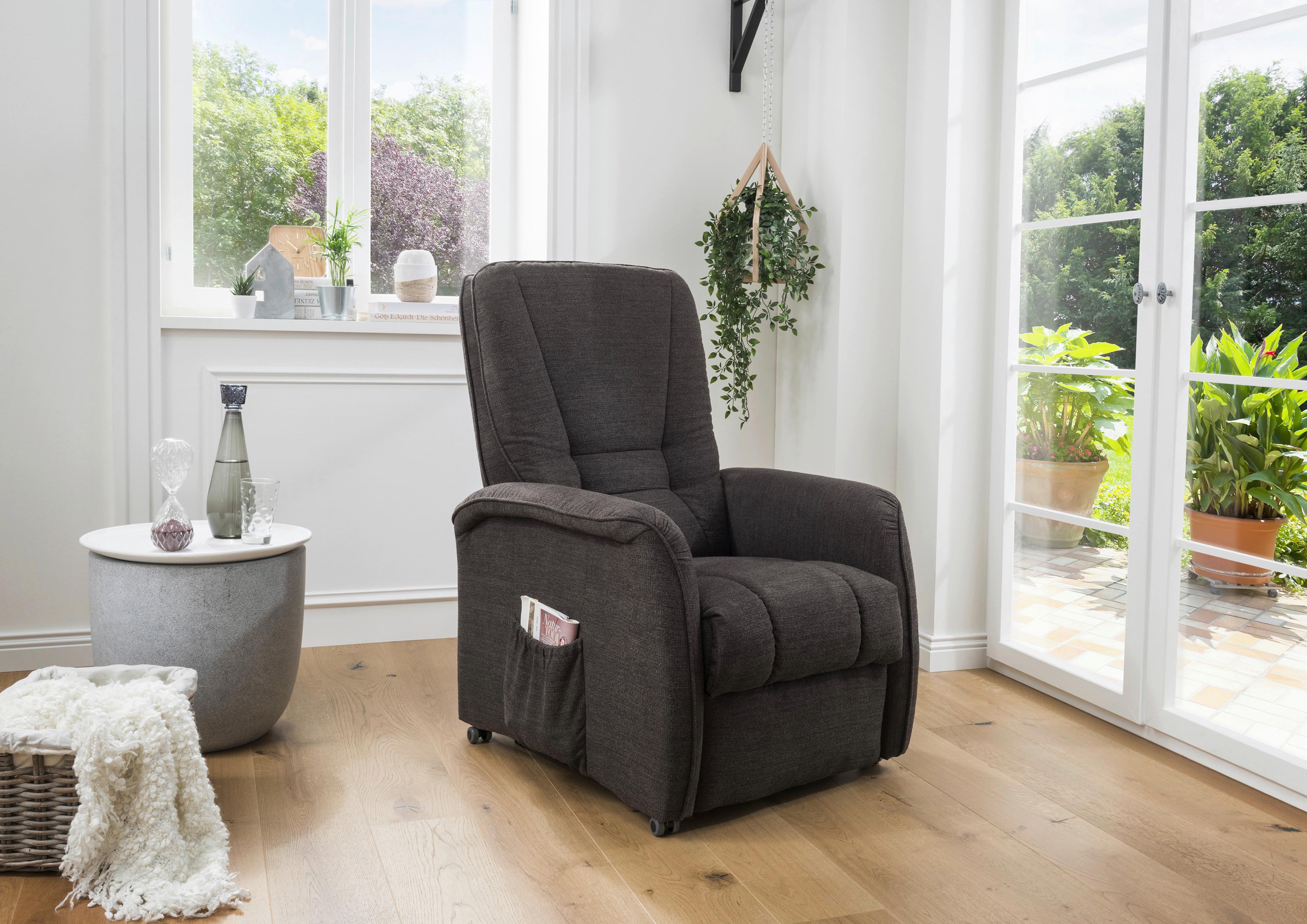 Fernsehsessel Harry Dunkelbraun B: 77 cm - Dunkelgrün/Dunkelbraun, Design, Textil (77/107/88cm) - Livetastic