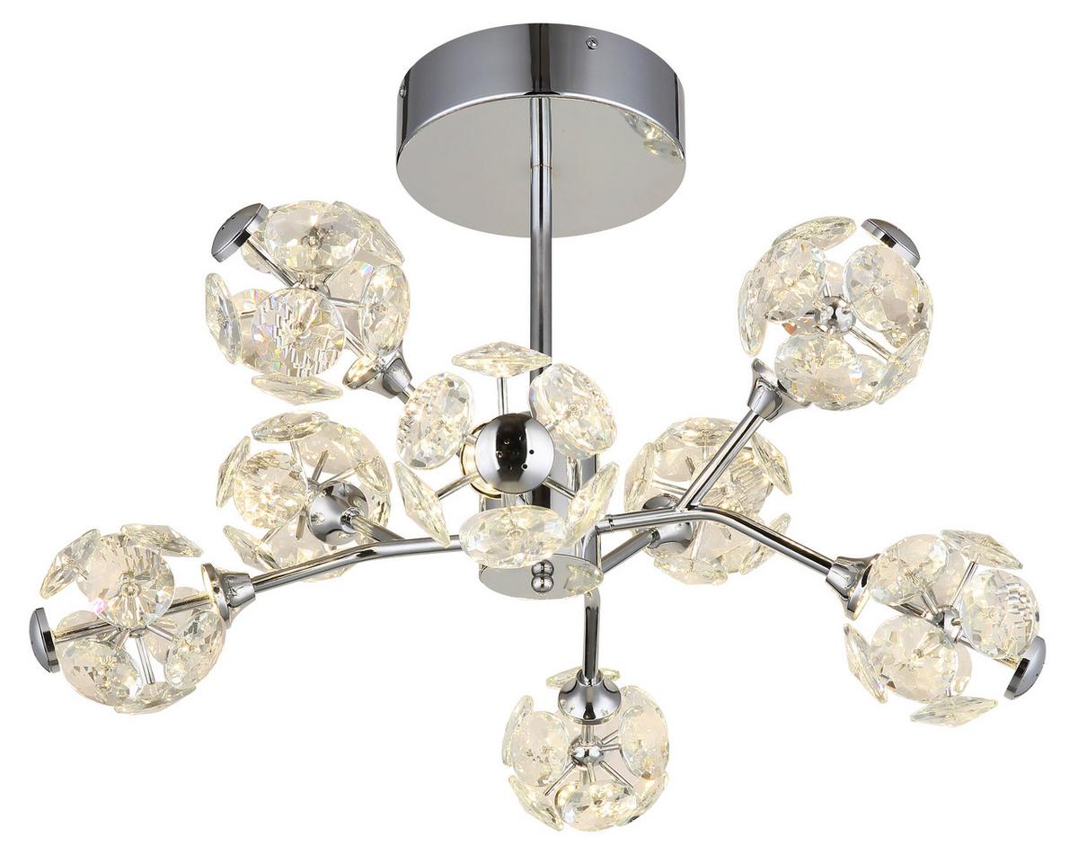 LED-Deckenleuchte Virina Klar Chromfarben D: 68 cm - Klar/Chromfarben, KONVENTIONELL, Glas/Metall (68/38cm) - Globo