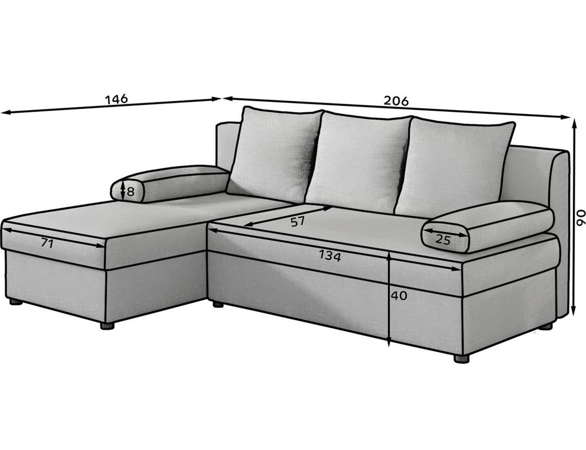Ecksofa Gino Dunkelgrau S: 201x143 Cm - Dunkelgrau/Schwarz, Design, Textil (201/143cm) - MID.YOU
