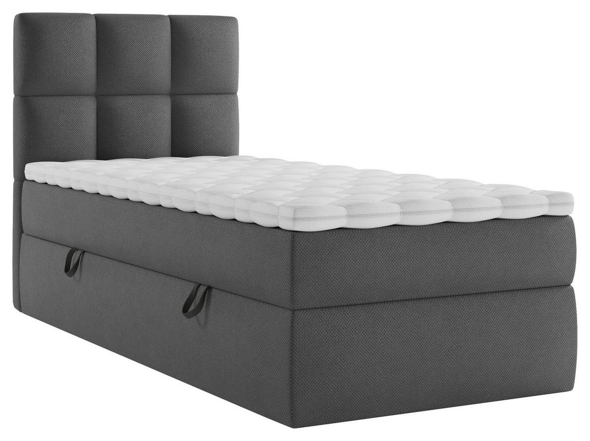 Boxbett Mit Topper & Bettkasten 90x200 Polly - Anthrazit/Schwarz, MODERN, Holz/Holzwerkstoff (90/200cm) - MID.YOU
