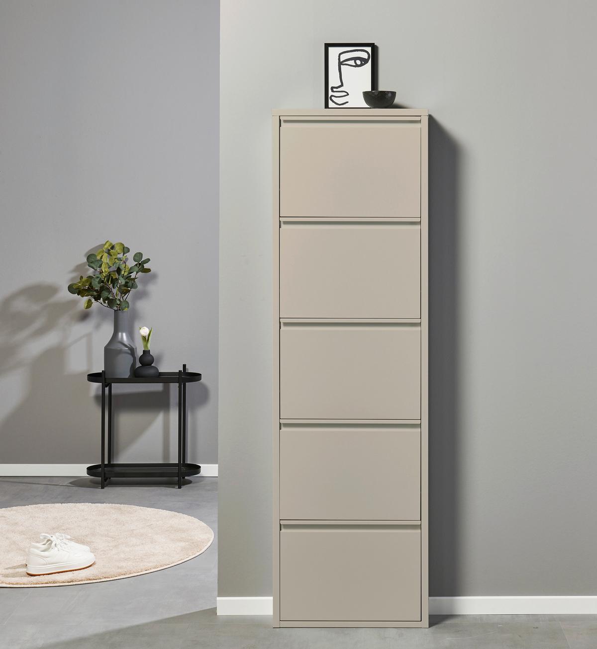Výklopná skrinka na topánky BERT kašmírová - kašmírová, Modern, kov (51/170/16cm) - Bessagi