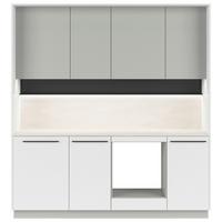 Kuchynská linka, š. 210 cm vrát.pasparty a dekor.obkladu - čierna/sivá, Basics, kompozitné drevo/plast (210cm) - Visiona