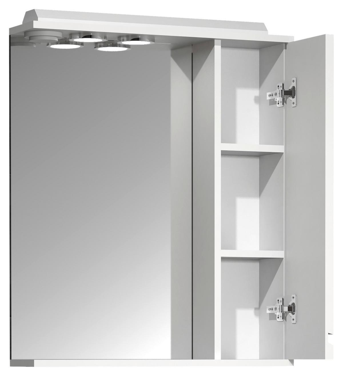 Spiegelschrank Silora L 1-Türig Bxhxt: 60x71x14 Cm - Weiß, MODERN, Glas/Holzwerkstoff (60/71/14cm) - MID.YOU