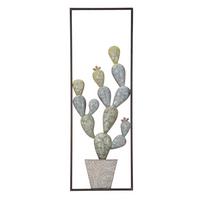Wanddeko Cactus-Frame Grün, Hellblau B: 31 cm - Hellblau/Grün, Basics, Metall (31/90/2.5cm)