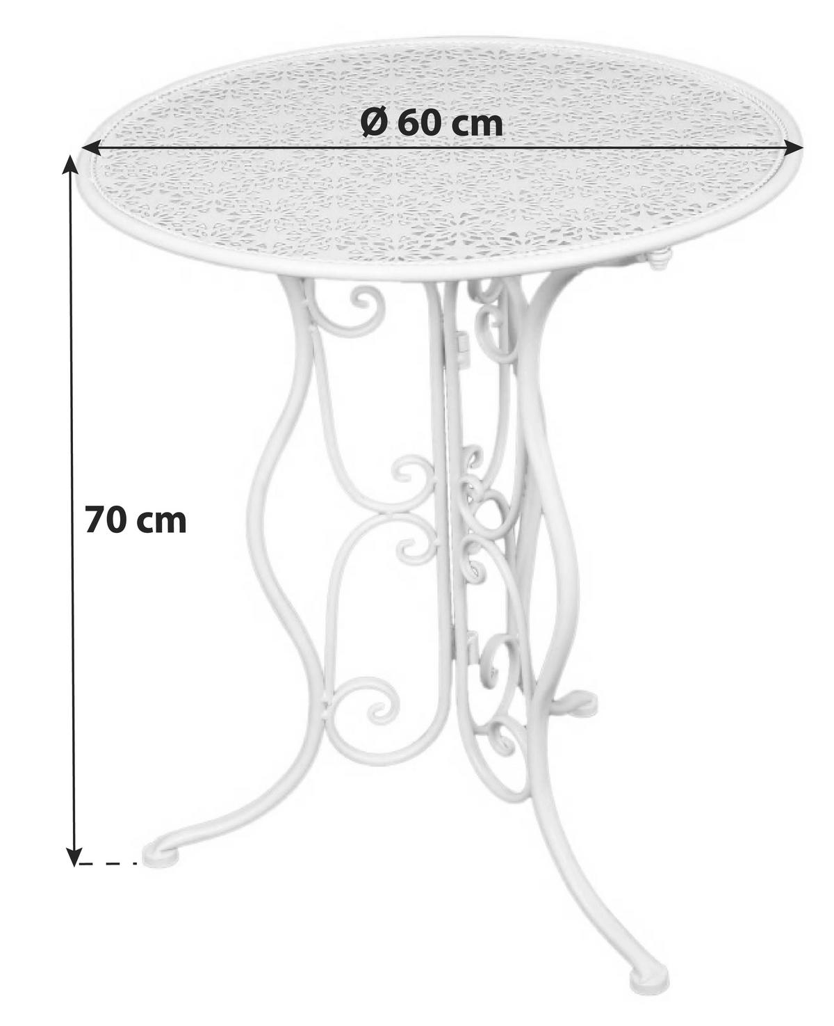 Bistrotisch Lascar Metall BxHxT 60/70/60 cm - Weiß, Basics, Metall (60/70/60cm)