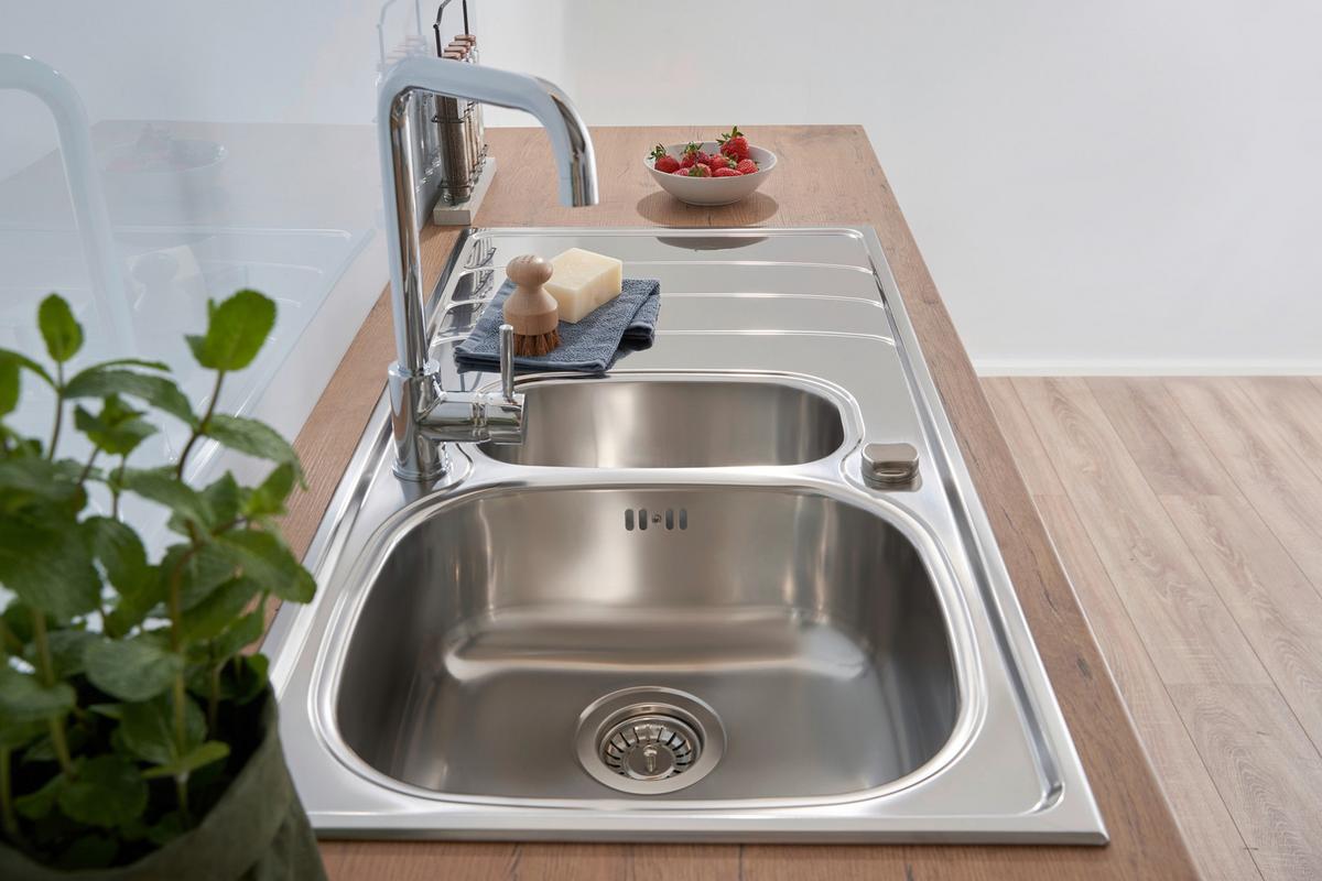 Spüle Respekta Edelstahl Bxt: 100x50 Cm - Edelstahlfarben, Trend, Metall (100/19/50cm) - Respekta