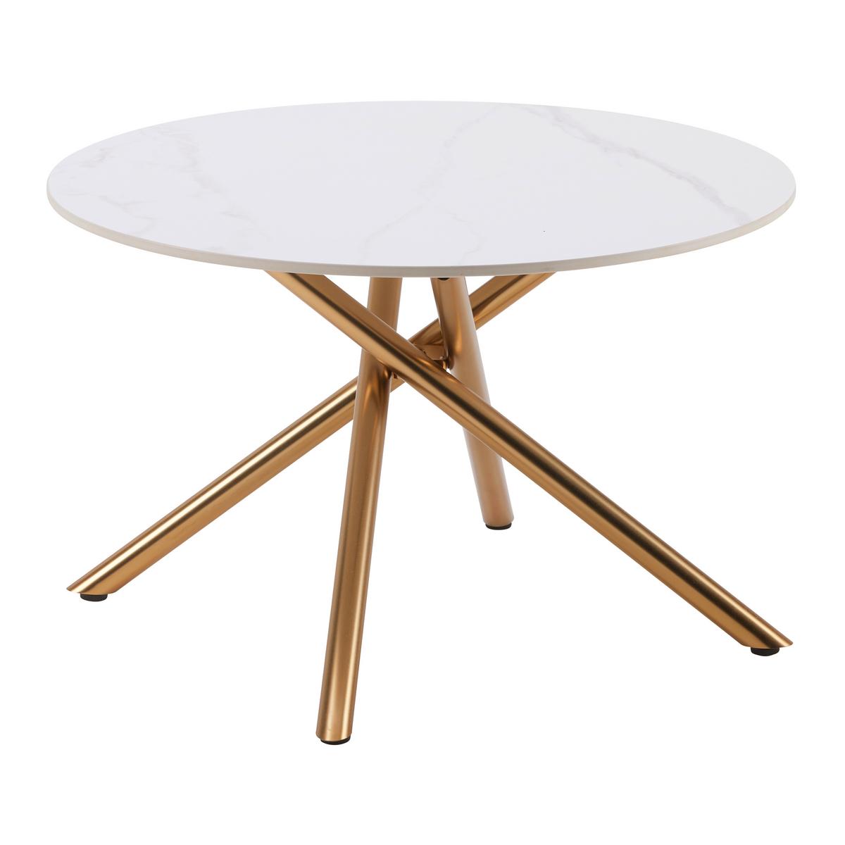 Konferenčný stolík MARBELLA 70 - zlatá/biela, Modern, kov/keramika (70/70/44cm) - Mömax