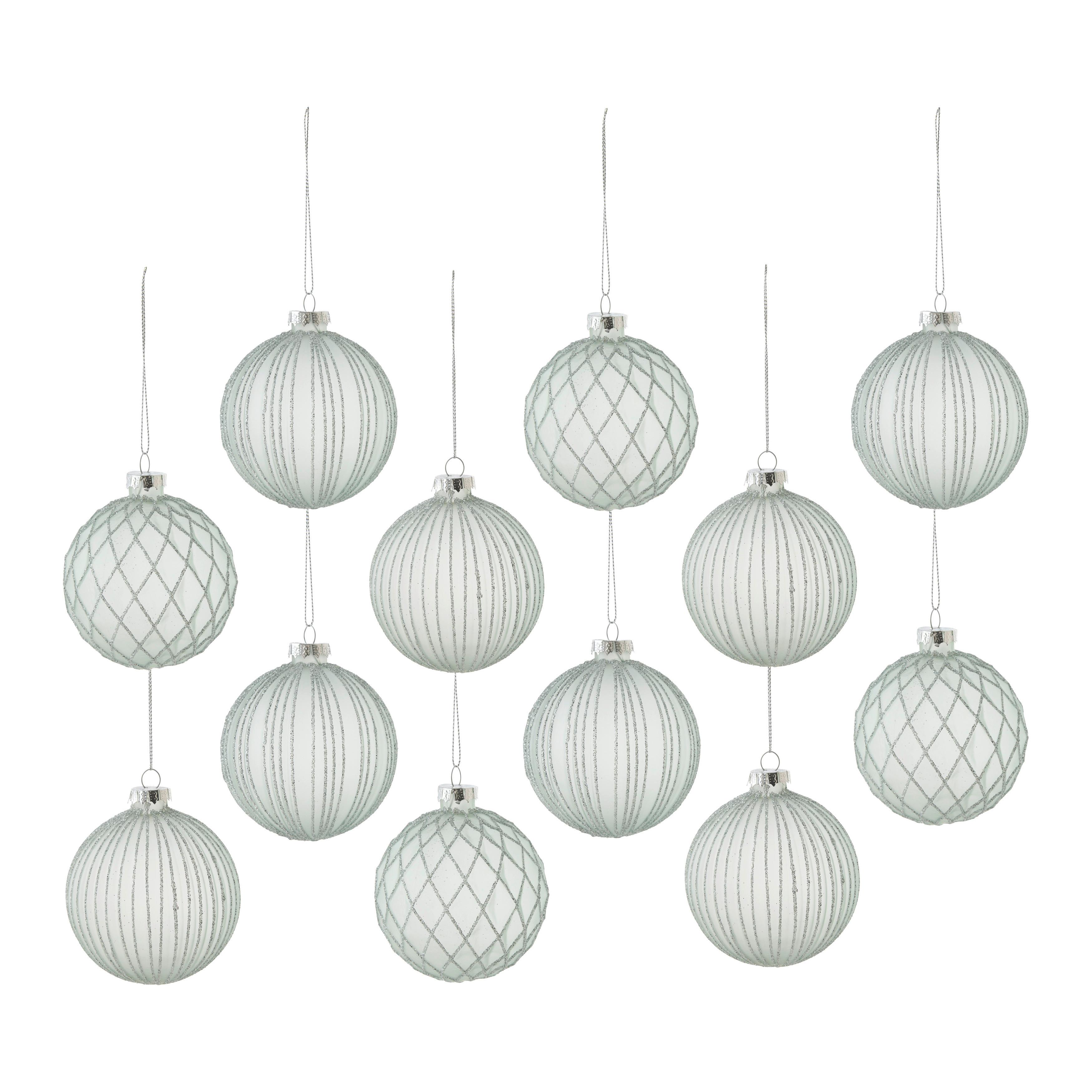 Sada vianočných gulí Miracle, Ø: 8cm, 12ks/bal. - pastelová modrá, kov/textil (8cm) - Mömax