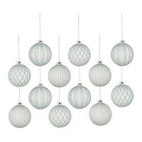 Sada vianočných gulí Miracle, Ø: 8cm, 12ks/bal. - pastelová modrá, kov/textil (8cm) - Mömax