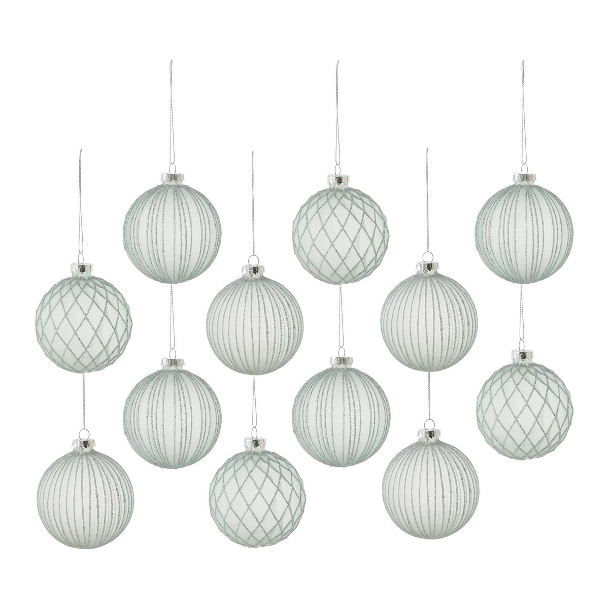 Sada vianočných gulí Miracle, Ø: 8cm, 12ks/bal. - pastelová modrá, kov/textil (8cm) - Mömax