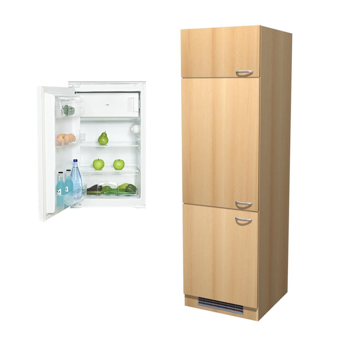 Kühlschrank-Umbauschrank Nano B: 60 cm Buche Dekor - Buchefarben, MODERN, Holzwerkstoff (60/200/57cm) - FlexWell